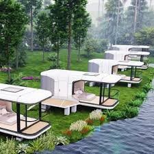 Luxury Eco-Prefab 20ft 40ft Steel Mobile Capsule Houses Ready-Made Home & Office Outdoor Space Capsule Homestay & Kiosk